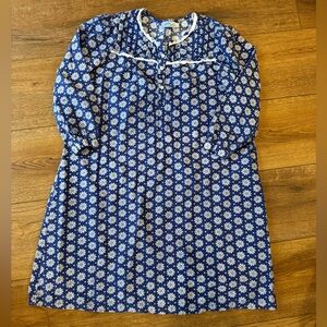 Vintage National Snowflake Cotton Flannel Midi Nightgown / Medium